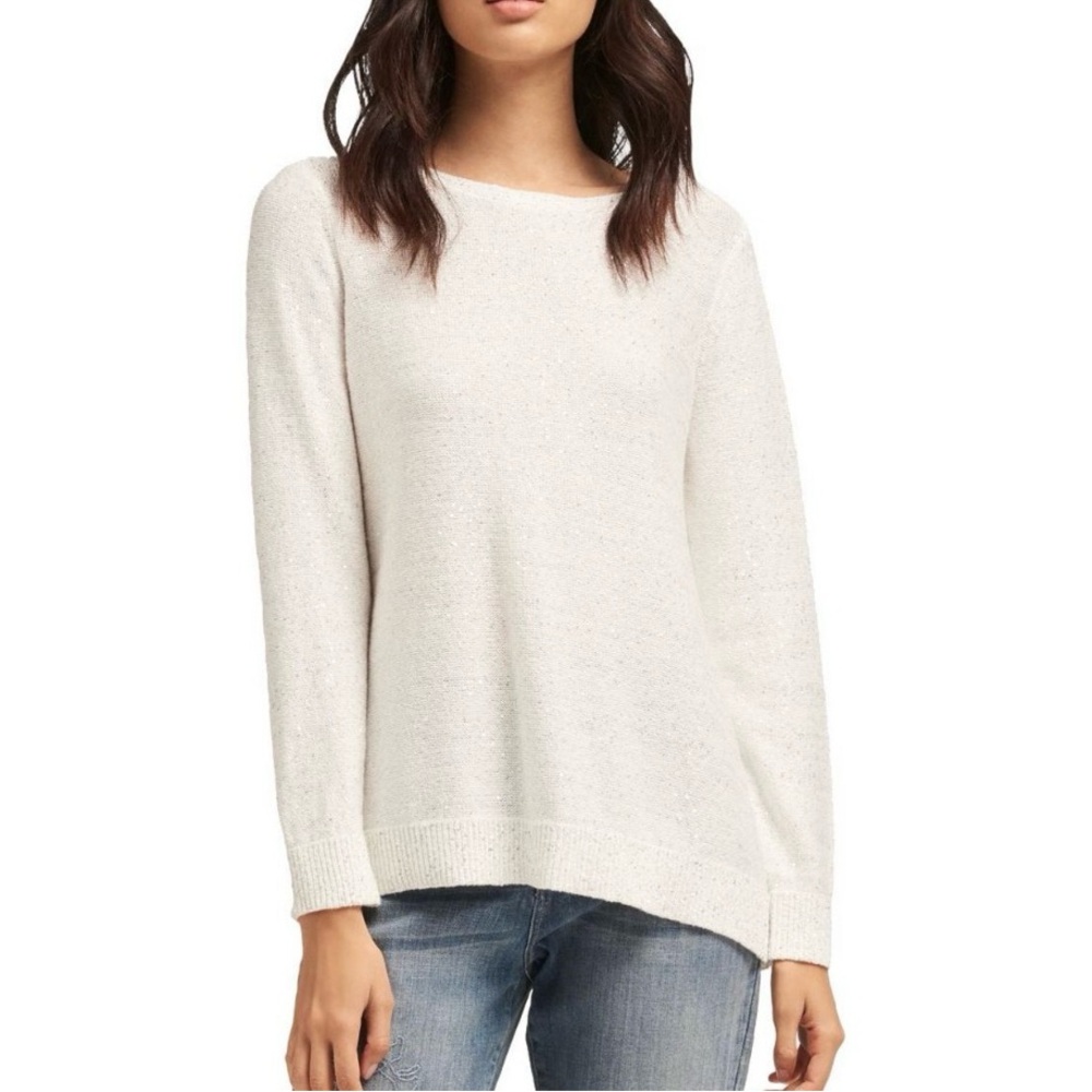 DKNY White Sweater with Sequence detail.